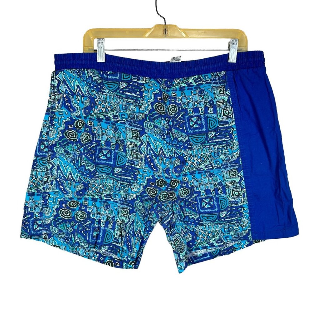 Vintage 90s BASIC EDITIONS Mens Swim Trunks Large Shorts Surf Abstract Vaporwave